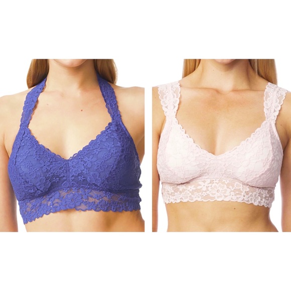 sz: L - No Boundaries Women’s Light Pink & Blue Lace Convertible Bralette Bundle - Picture 1 of 8